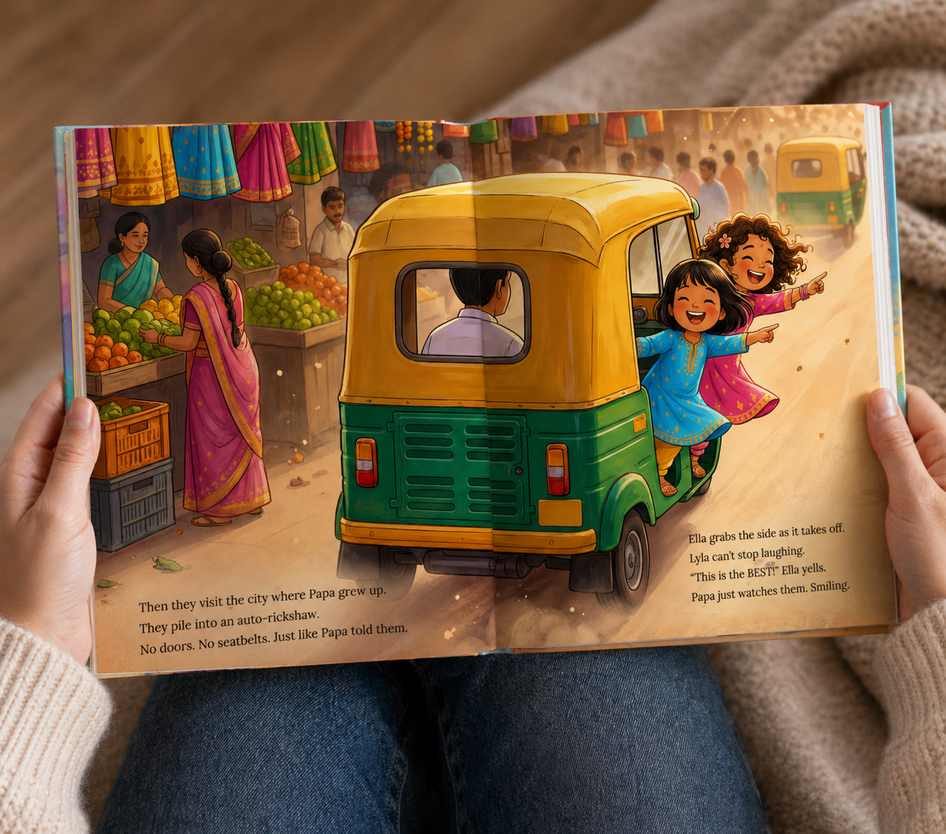 Lyla and Ella exploring India by auto-rickshaw